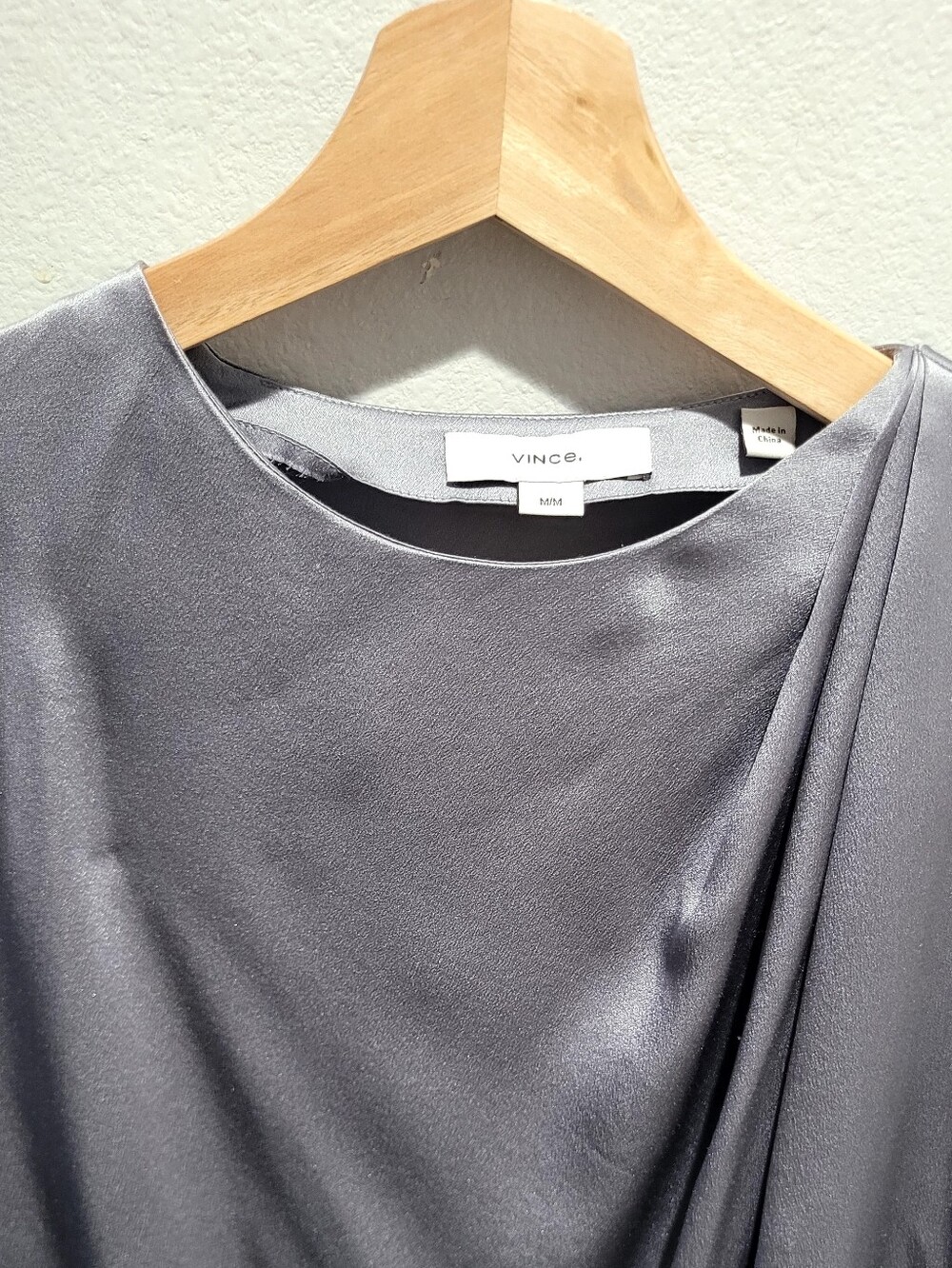 Vince Draped Silk Flutter Sleeve Blouse Piero Blue Medium - Picture 4 of 8